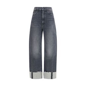 Mother Denim Black Cotton Cropped Women's Jeans